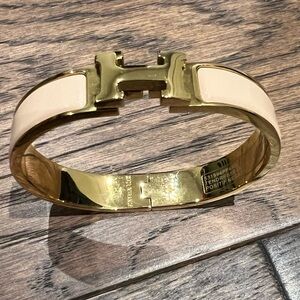 Gold and Cream H-Design Bracelet